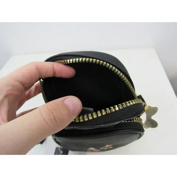 NWT Primark Disney Exclusive Mickey & Minnie Crossbody/Cellphone Bag Black Gold - Picture 7 of 8